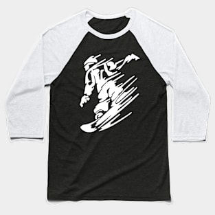 Snowboarder Outline Baseball T-Shirt